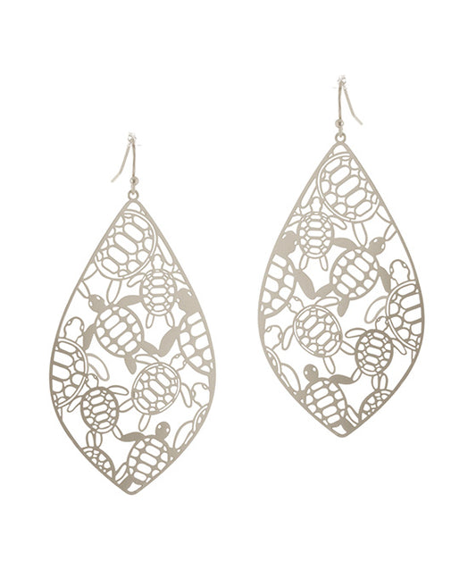 Metal Filigree Turtle Earring