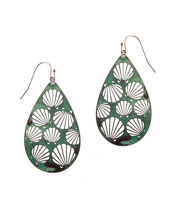 Metal Filigree Shell Teardrop Earring