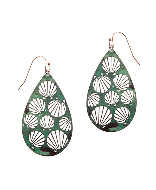 Metal Filigree Shell Teardrop Earring