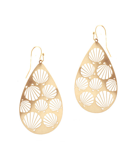 Metal Filigree Shell Teardrop Earring