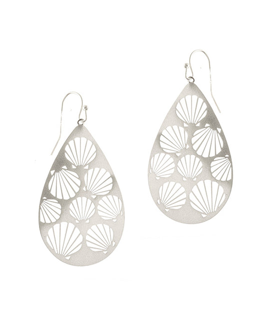 Metal Filigree Shell Teardrop Earring