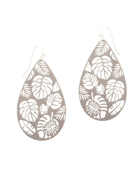 Metal Filigree Tropical Leaf Earring