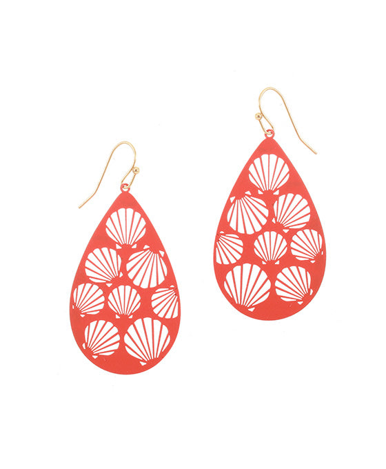 Metal Filigree Shell Teardrop Earring
