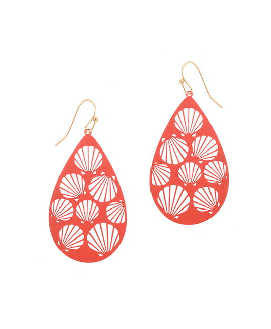 Metal Filigree Shell Teardrop Earring