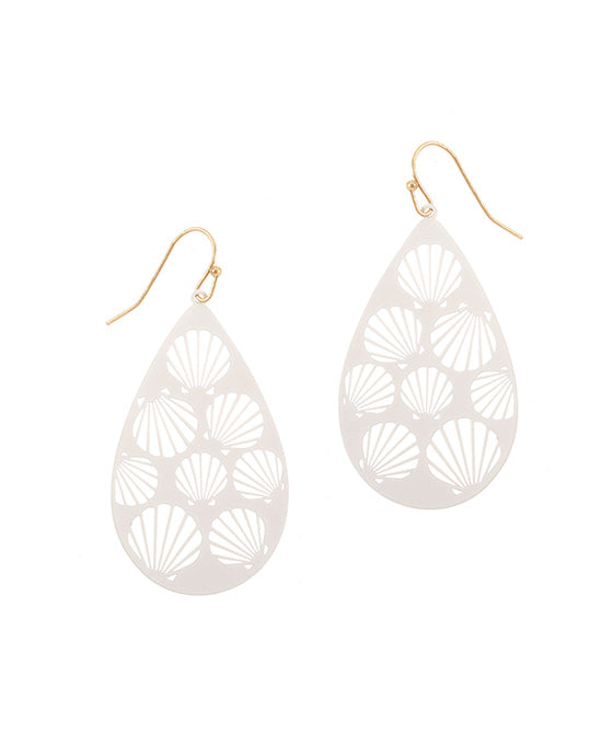 Metal Filigree Shell Teardrop Earring