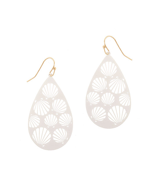 Metal Filigree Shell Teardrop Earring