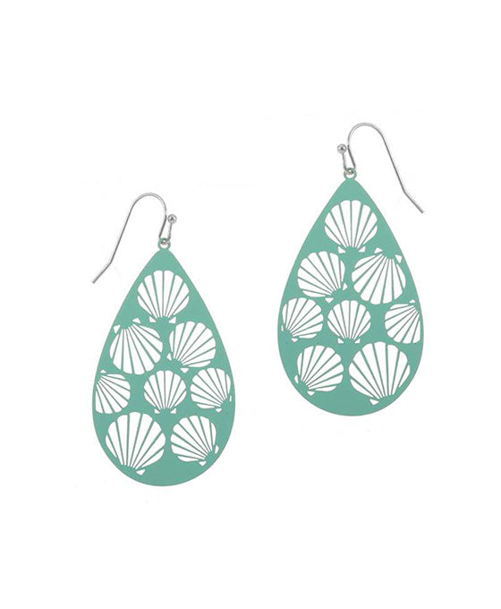 Metal Filigree Shell Teardrop Earring