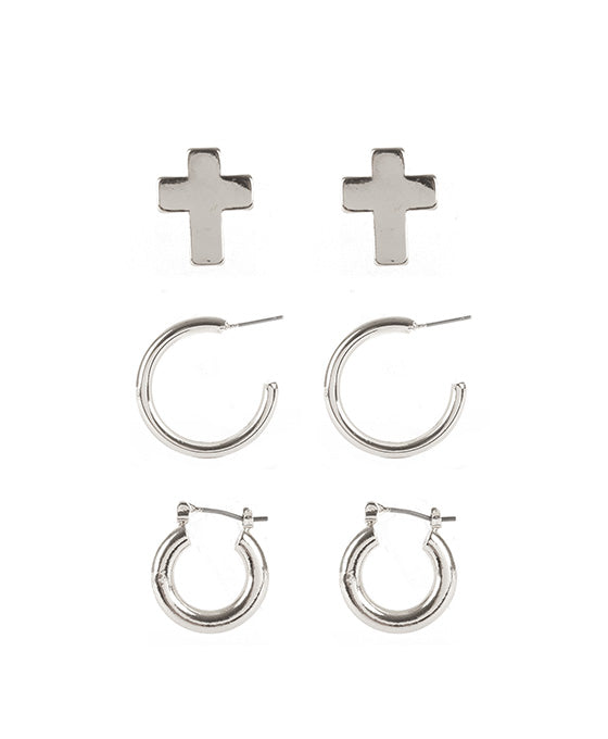 Metal 3 Pair Earring Set