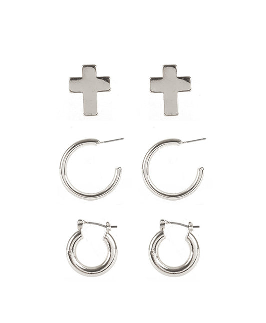 Metal 3 Pair Earring Set