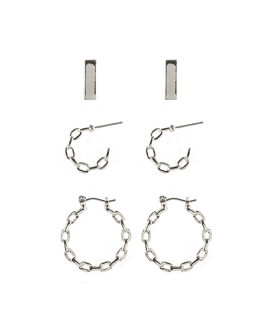 Metal 3 Pair Earring Set
