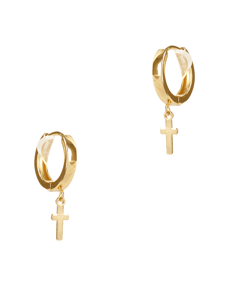Metal Cross Huggie Earring