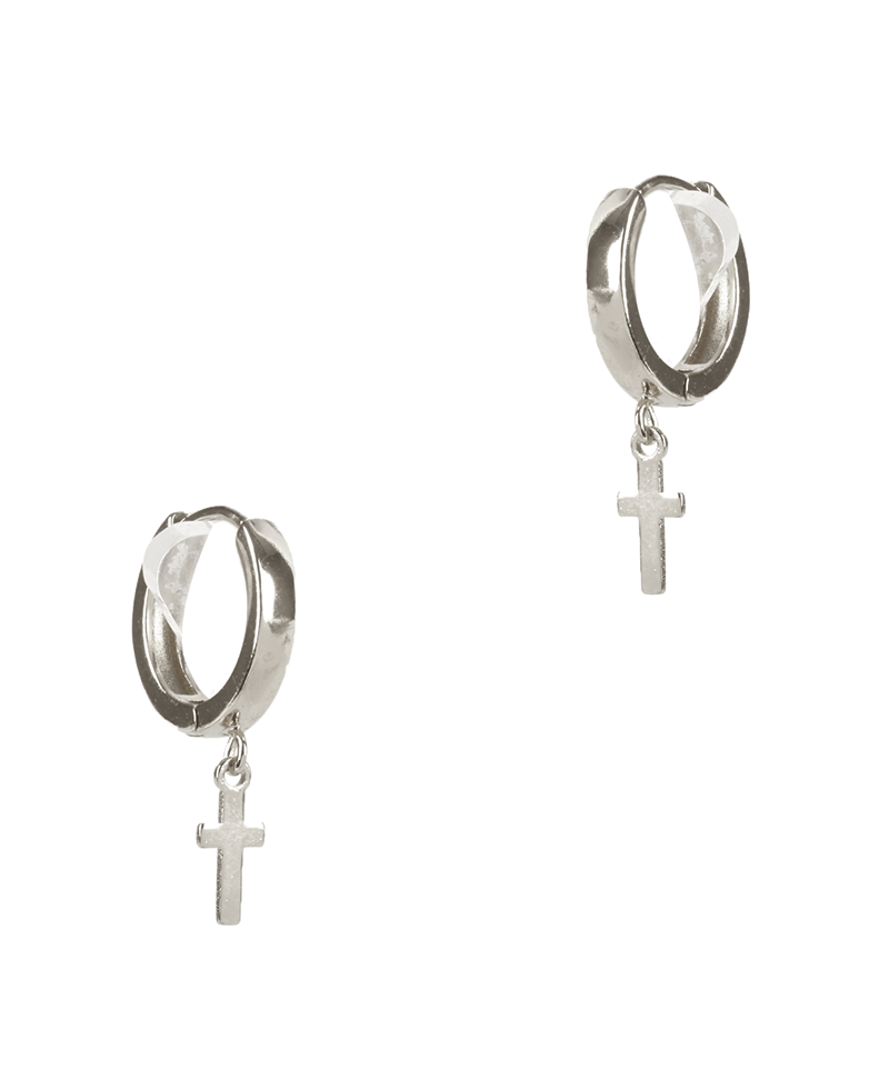 Metal Cross Huggie Earring