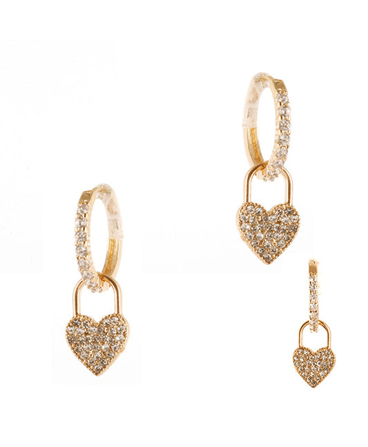 Metal Pave Lock Huggie Earring