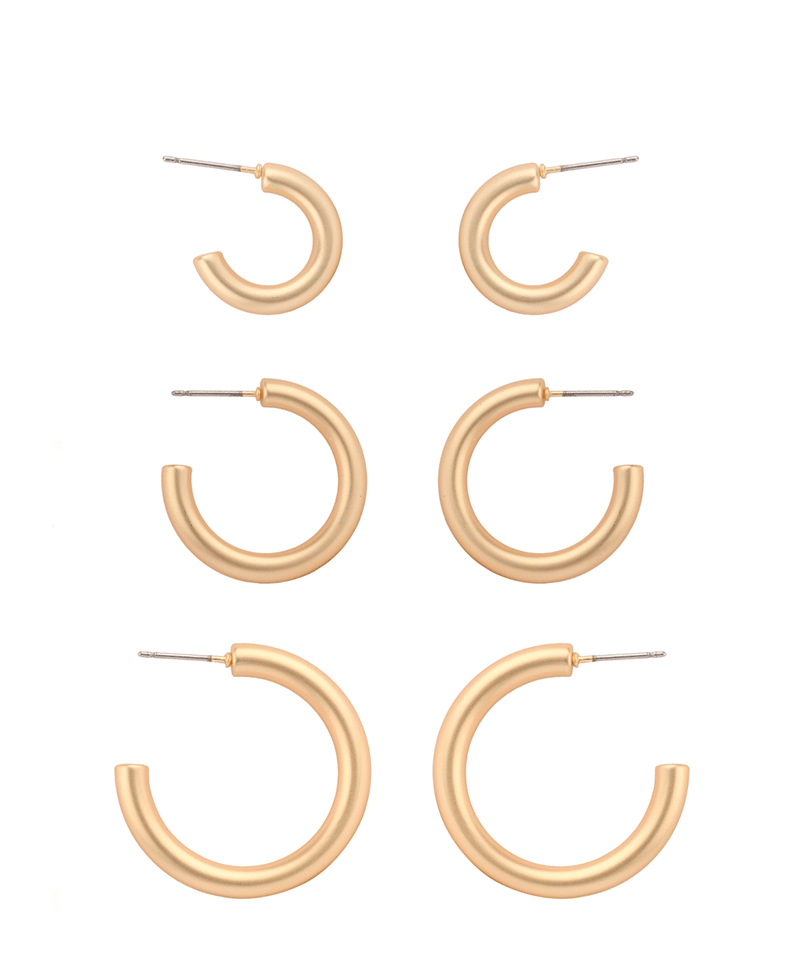 Metal 3 Pairs Hoop Earring