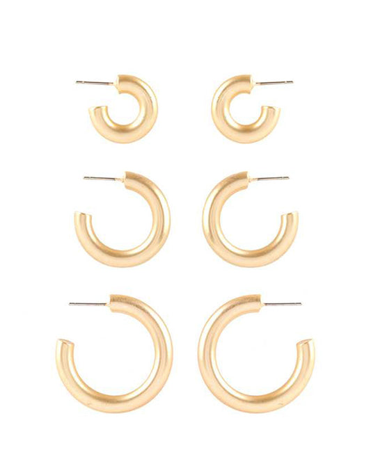 Metal 3 Pairs Hoop Earring