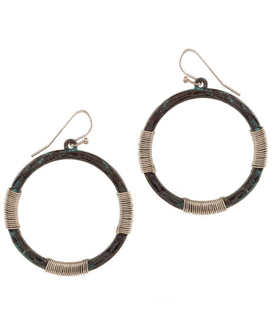 Metal Wire Wrap Open Cut Round Earring