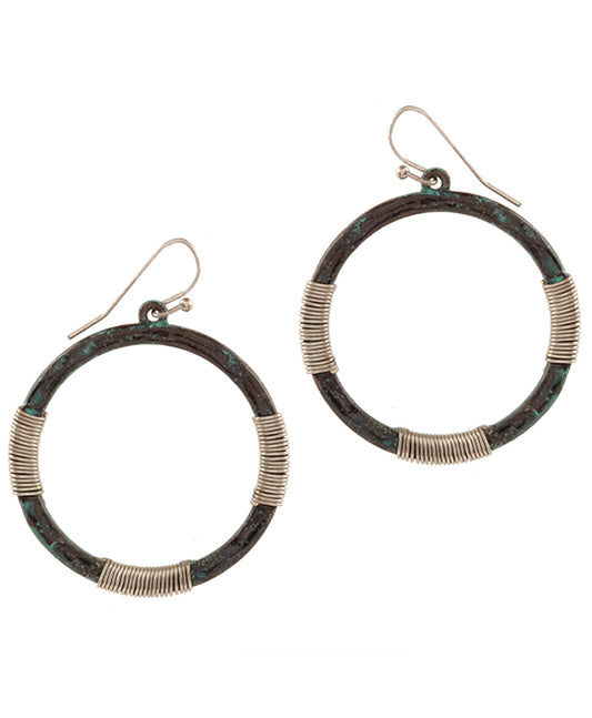 Metal Wire Wrap Open Cut Round Earring
