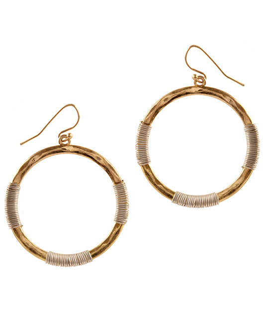 Metal Wire Wrap Open Cut Round Earring