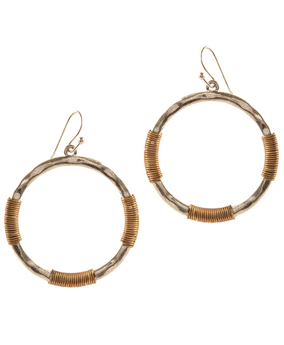 Metal Wire Wrap Open Cut Round Earring