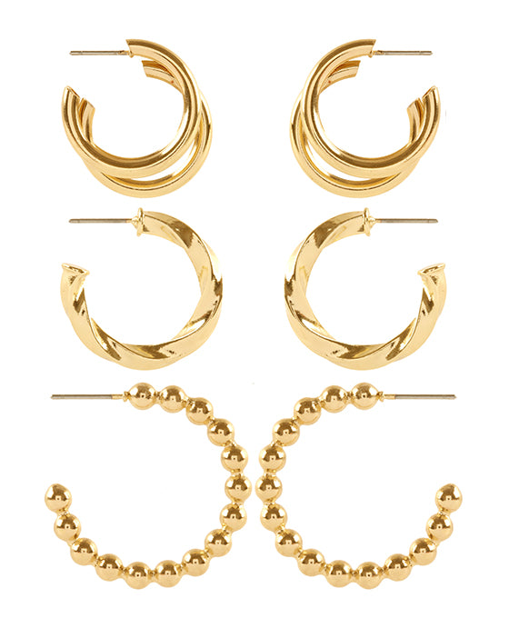 Metal CCB 3 Pair Hoop Earring