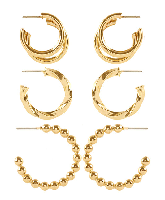 Metal CCB 3 Pair Hoop Earring