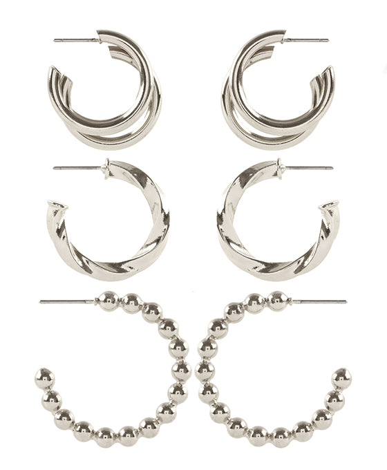 Metal CCB 3 Pair Hoop Earring