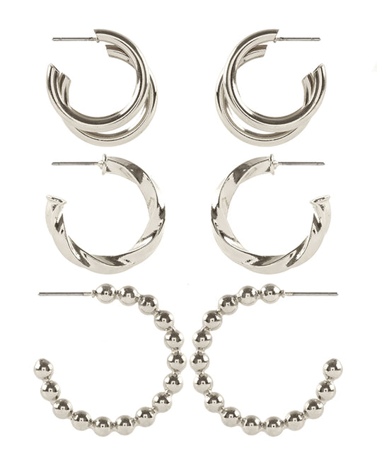 Metal CCB 3 Pair Hoop Earring