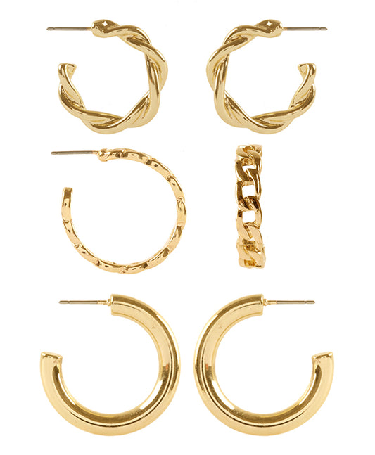 Metal 3 Pair Hoop Earring