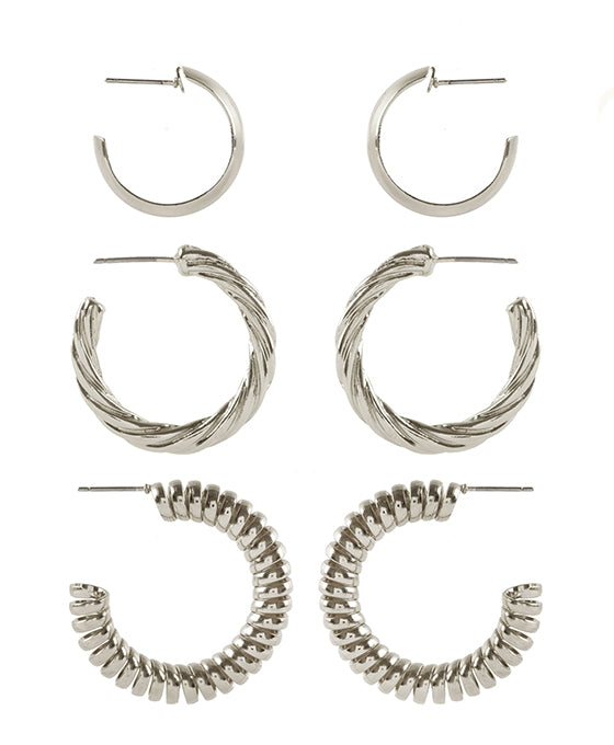 Metal 3 Pair Hoop Earring