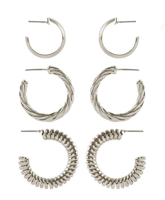 Metal 3 Pair Hoop Earring