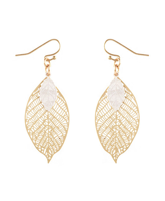 Metal Leaf Tropical Earring