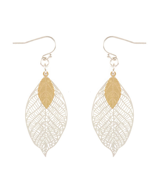 Metal Leaf Tropical Earring