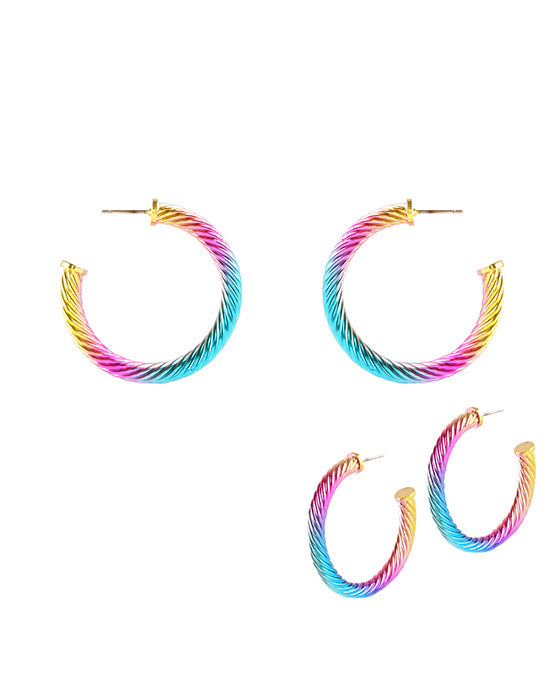 40mm Metal Twisted Aluminum Coating Hoop Earring