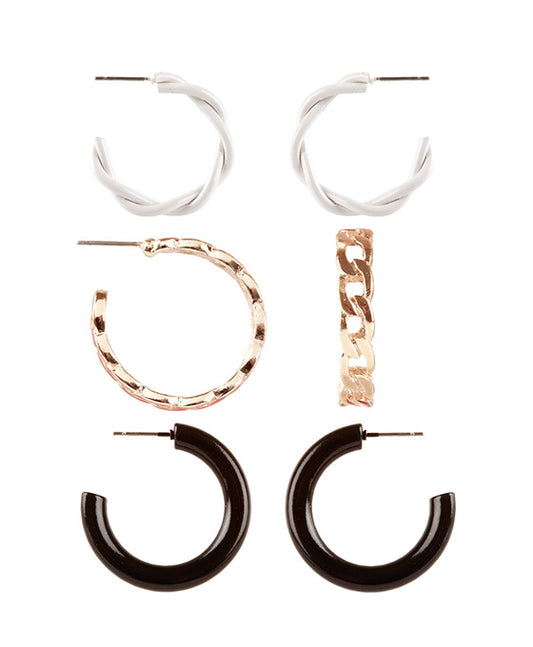 Aluminum Coating 3 Pair Hoop Earring