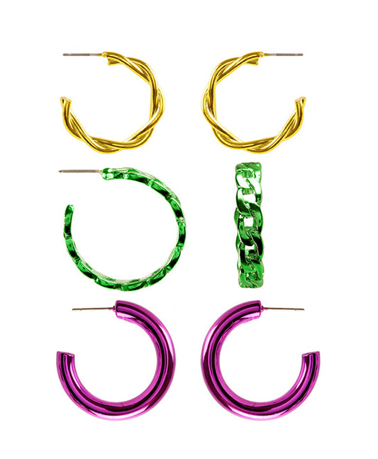 Aluminum Coating 3 Pair Hoop Earring