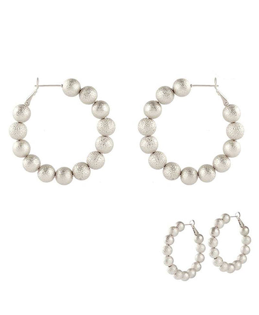 40mm CCB Texture Ball Hoop Earring