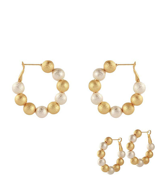 30mm CCB Texture Ball Hoop Pincatch Earring