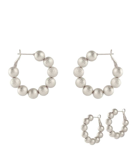 30mm CCB Texture Ball Hoop Pincatch Earring