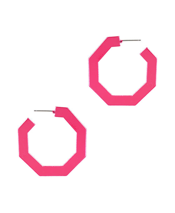 Plastic AB Coating Geometric Hoop Earring