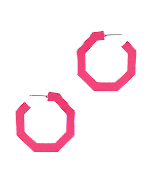 Plastic AB Coating Geometric Hoop Earring