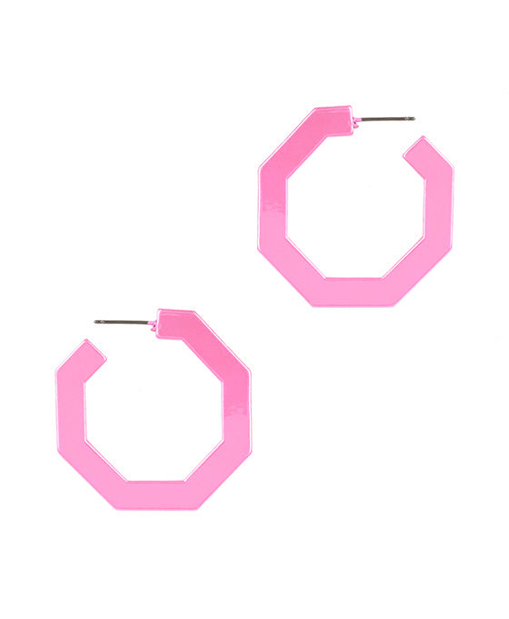 Plastic AB Coating Geometric Hoop Earring