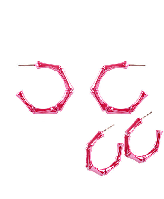 35mm Metal AB Coating Bamboo Hoop Earring