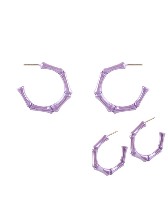 35mm Metal AB Coating Bamboo Hoop Earring