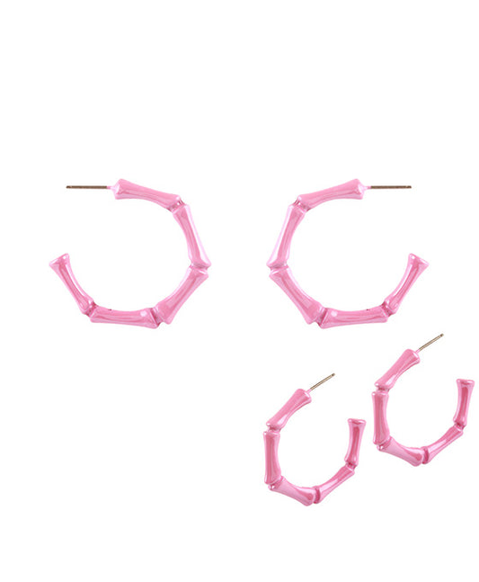 35mm Metal AB Coating Bamboo Hoop Earring