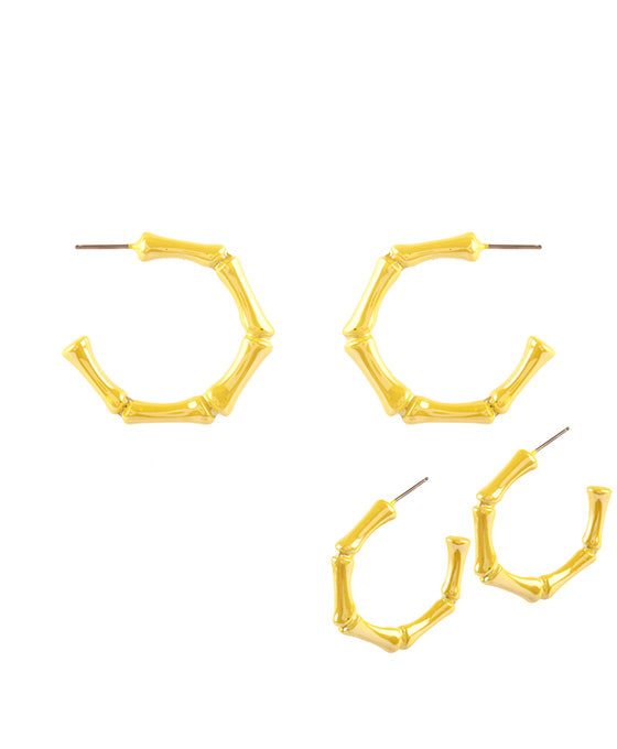 35mm Metal AB Coating Bamboo Hoop Earring