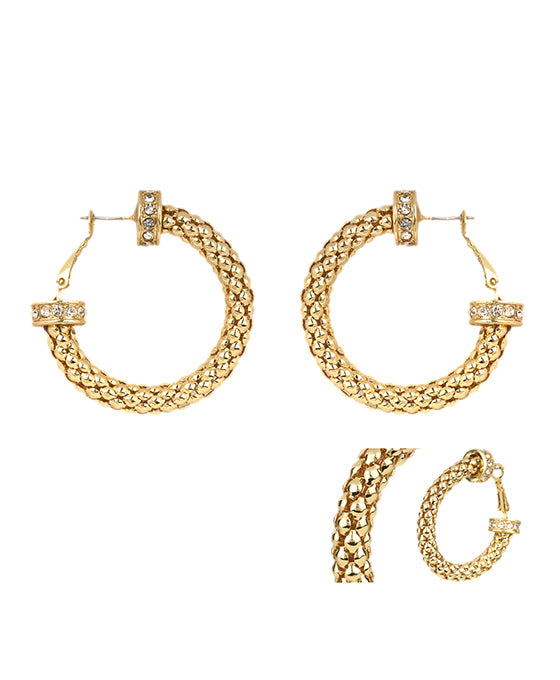 40mm Rhinestone Metal Caviar Hoop Earring