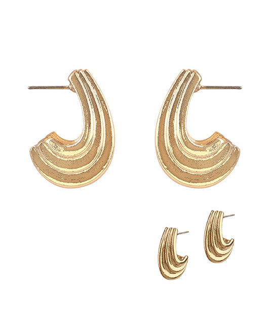 Brass Metal Texture Hoop Earring
