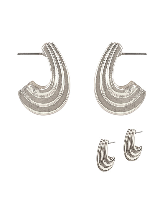 Brass Metal Texture Hoop Earring