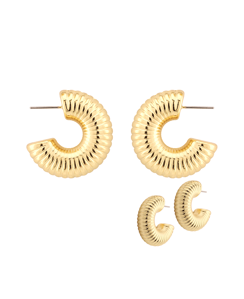 Metal Texture 35mm Hoop Earring