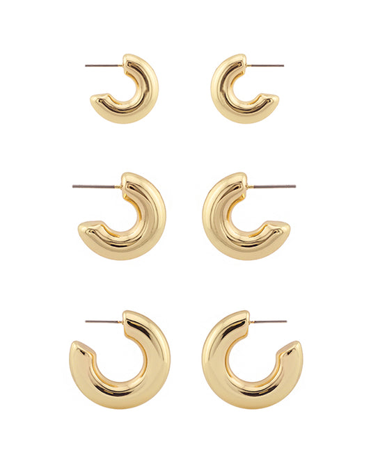 20 / 25 / 30mm 3 Pair Hoop Earring